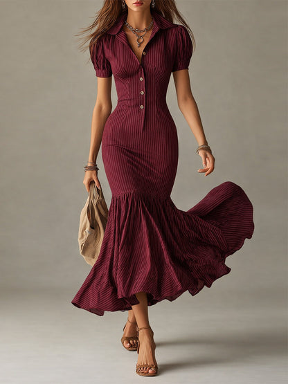 Vestito lungo a sirena a righe – dettaglio