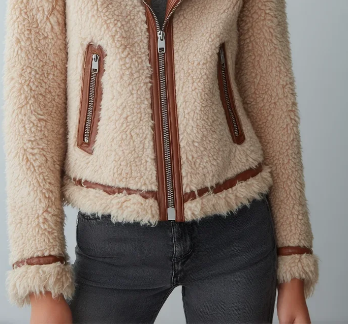 Giacca beige con revers – dettaglio