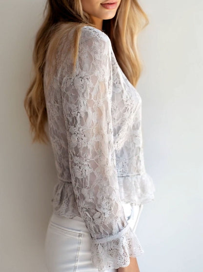 Camicia in pizzo grigio chiaro – dettaglio 4