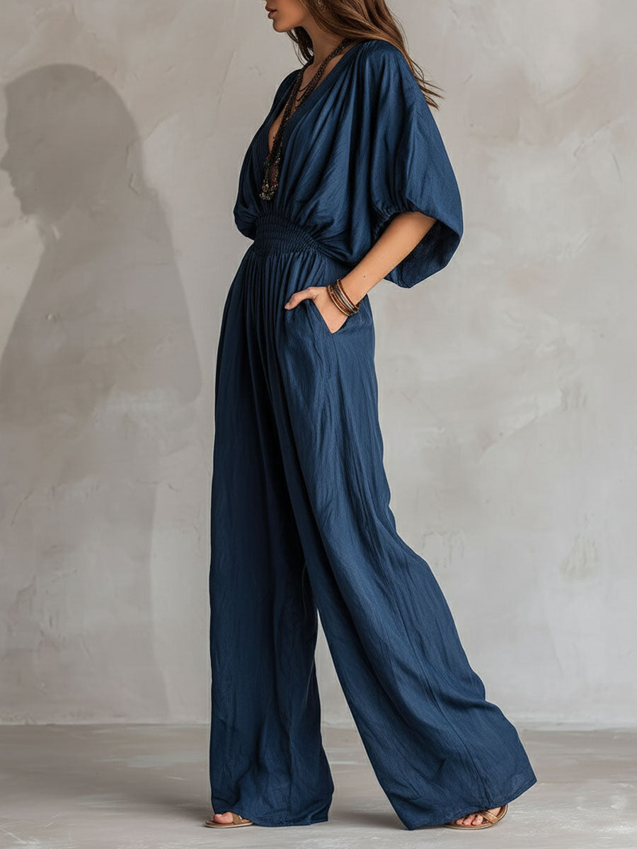 Tuta jumpsuit boho indaco – dettaglio 6