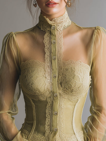 Camicetta bustier in rete verde chiaro – dettaglio 4