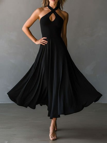 Vestito midi nero halter – dettaglio