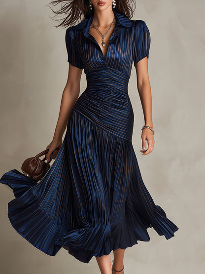 Vestito midi a righe in raso – vista posteriore