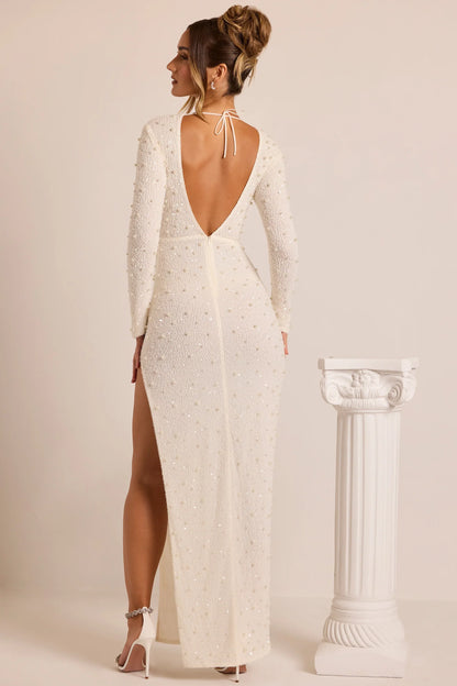 Abito lungo bianco con strass – foto 2