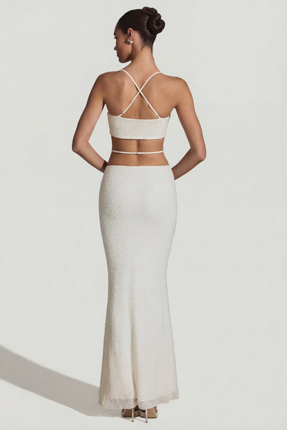 Top bianco con spalline incrociate – foto 2