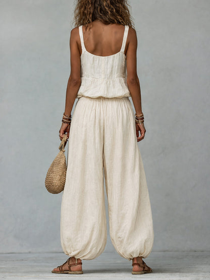 Coordinato boho gilet ricamato e pantaloni a palloncino – dettaglio