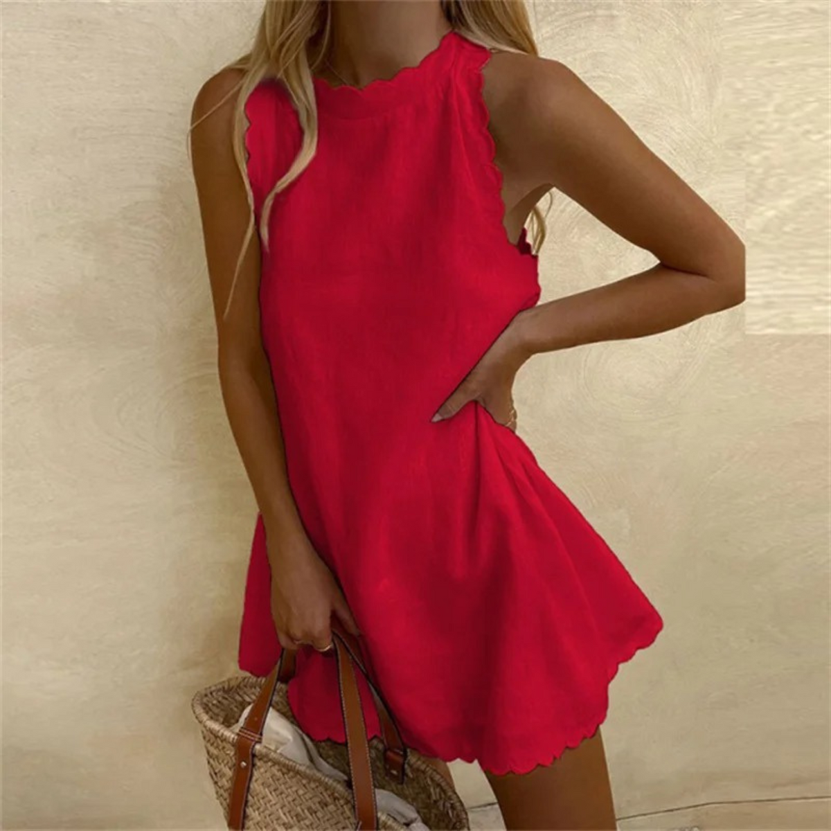 Abito midi Anya con skort rosso – vista frontale