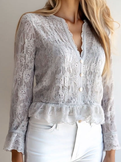 Camicia in pizzo grigio chiaro – dettaglio 6