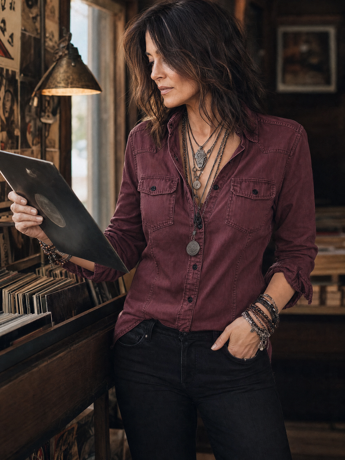 Camicetta di jeans rosso retrò – dettaglio 6