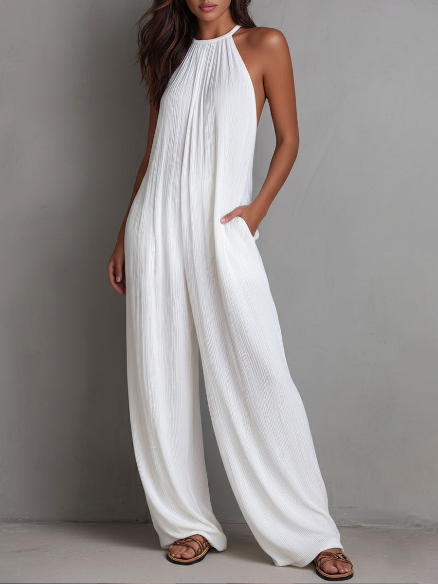 Tuta resort halter plissé – look completo