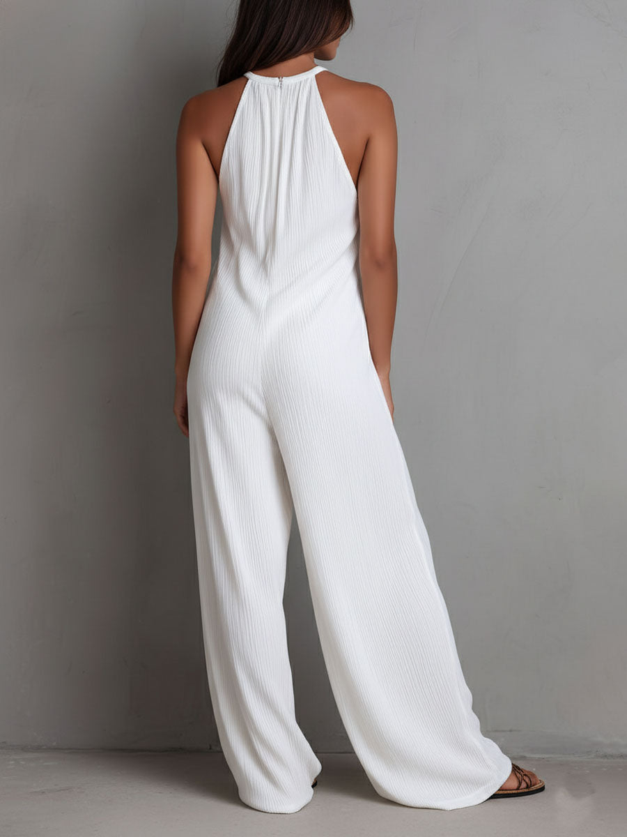 Tuta resort halter plissé – dettaglio del tessuto