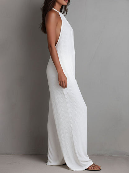 Tuta resort halter plissé – vista frontale