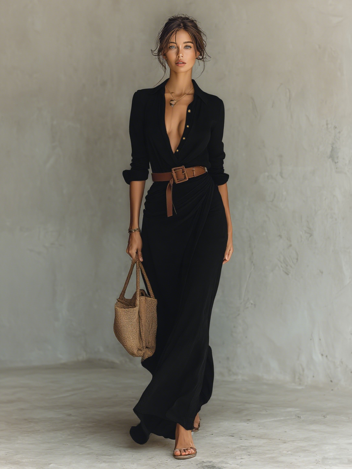 Vestito lungo nero – vista frontale