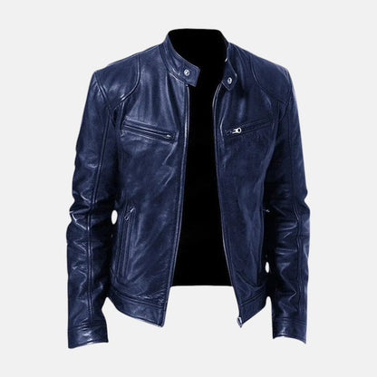 Giacca in pelle Hernando blu scuro – vista frontale