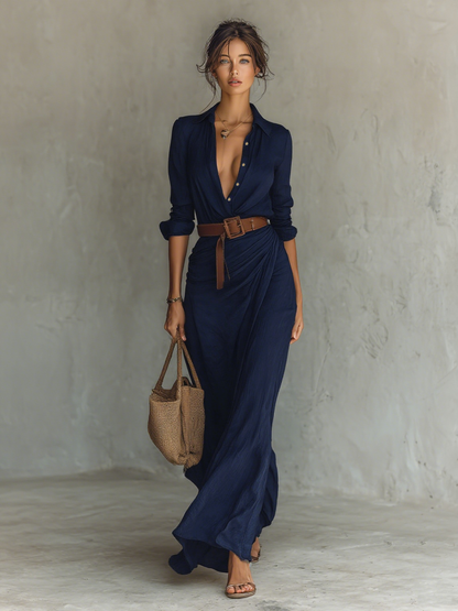 Vestito lungo blu navy – vista frontale