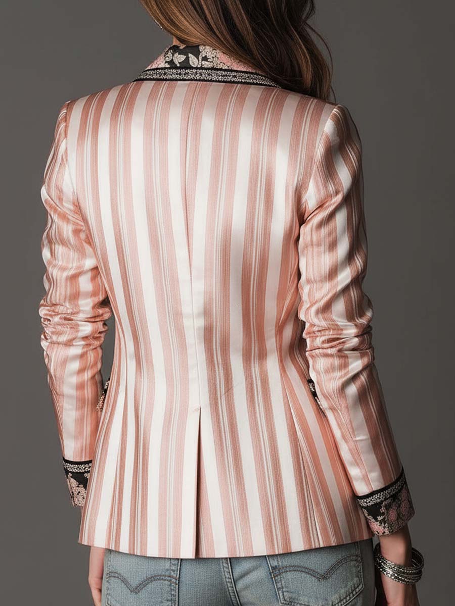 Blazer rosa a righe in raso – vista posteriore