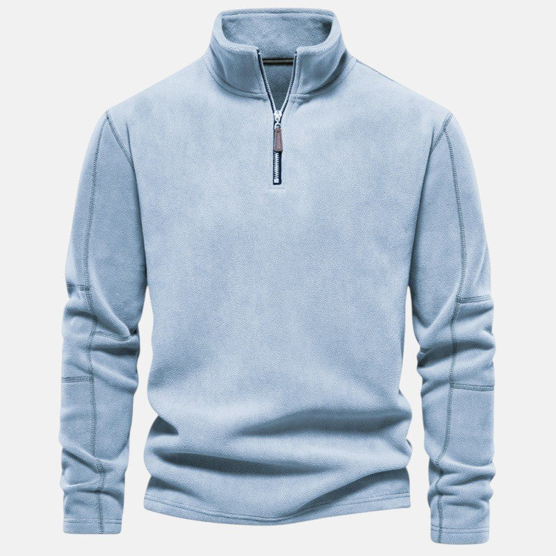Polo Eduardo azzurra con zip – vista frontale