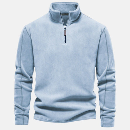 Polo Eduardo azzurra con zip – vista frontale