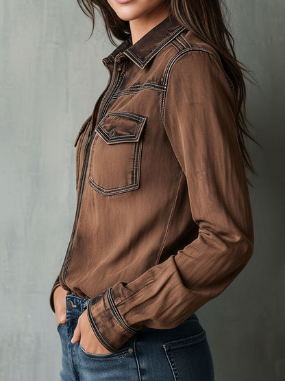 Giacca camicia marrone lavata – look completo