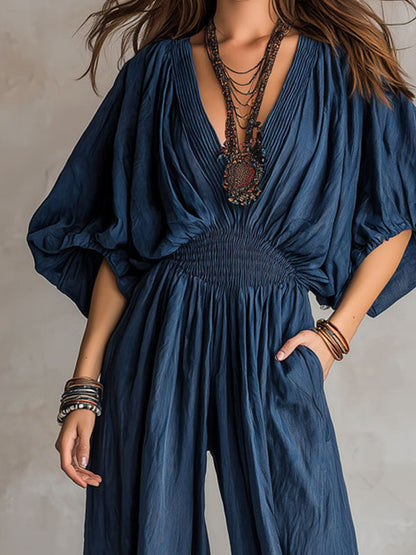 Tuta jumpsuit boho indaco – dettaglio 9
