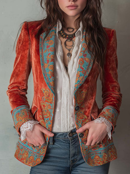 Blazer in velluto arancione – vista frontale
