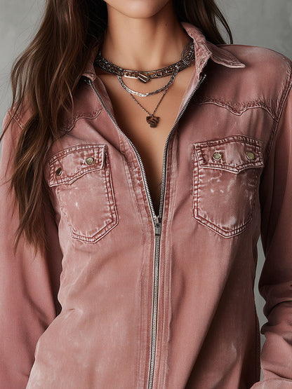 Camicia di jeans rosa antico – dettaglio 8