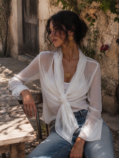 Blusa incrociata in chiffon – vista 2