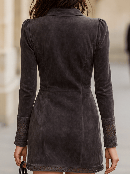 Vestito mini in camoscio grigio – dettaglio 2