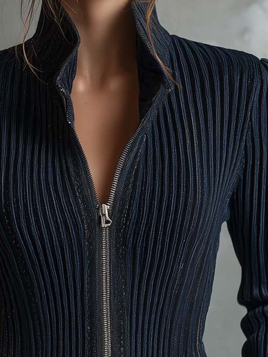 Giacca in maglia glitter blu notte – dettaglio 6