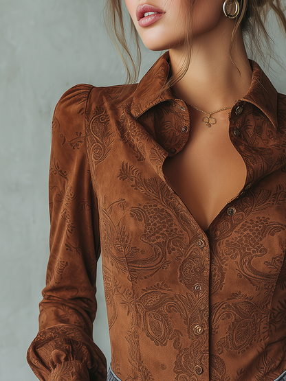 Camicetta paisley marrone – dettaglio 4