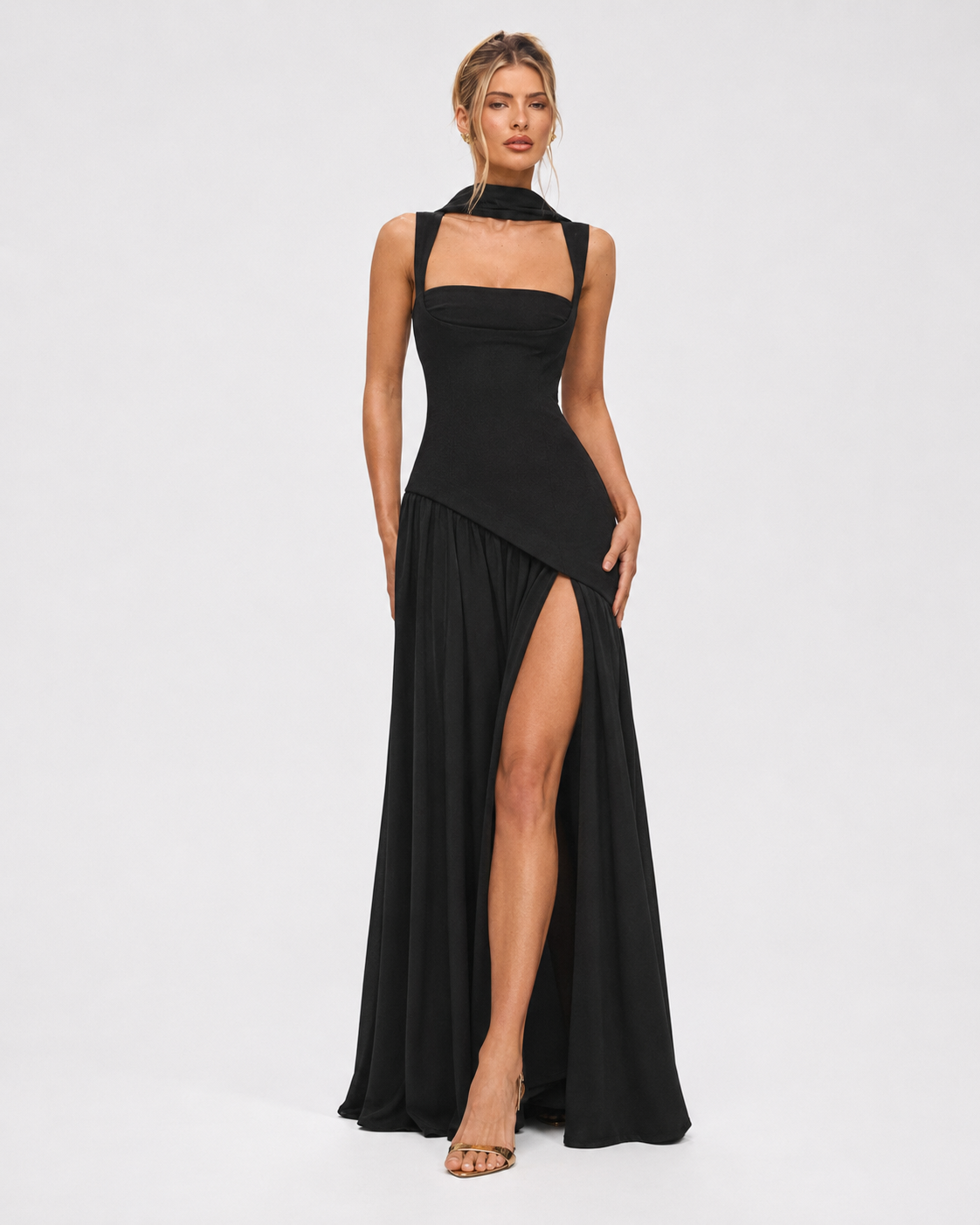 Abito lungo con corsetto e pashmina – vista 3
