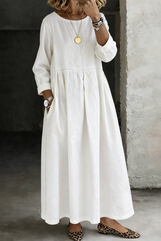Vestito midi Fini in denim bianco – vista frontale