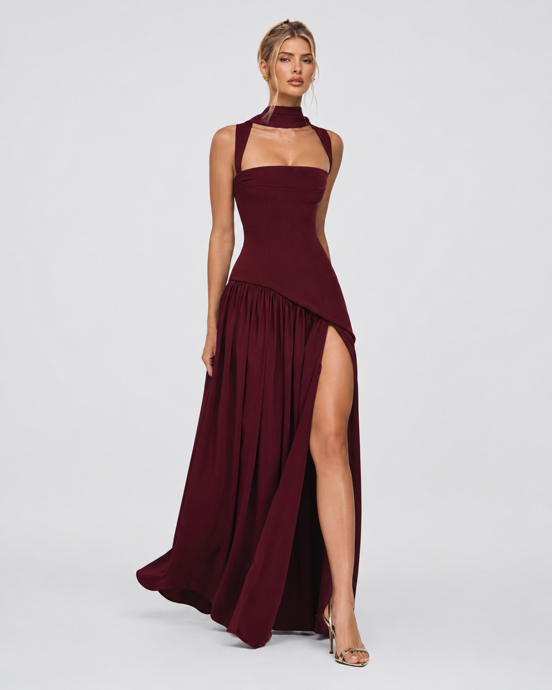 Abito lungo con corsetto e pashmina – vista 9