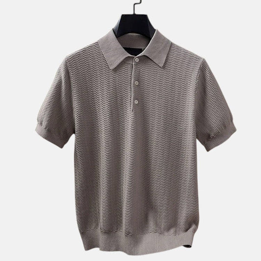 Polo Pablo grigia in maglia texturizzata – vista frontale