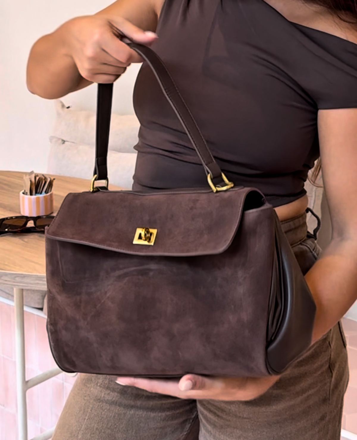 Borsa Aurelia in pelle e camoscio – foto 7