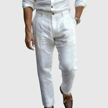 Pantaloni Baltasar in lino bianco – vista frontale
