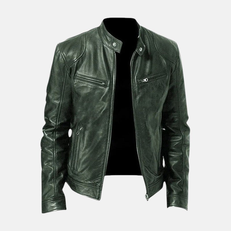 Giacca in pelle Hernando verde – vista frontale