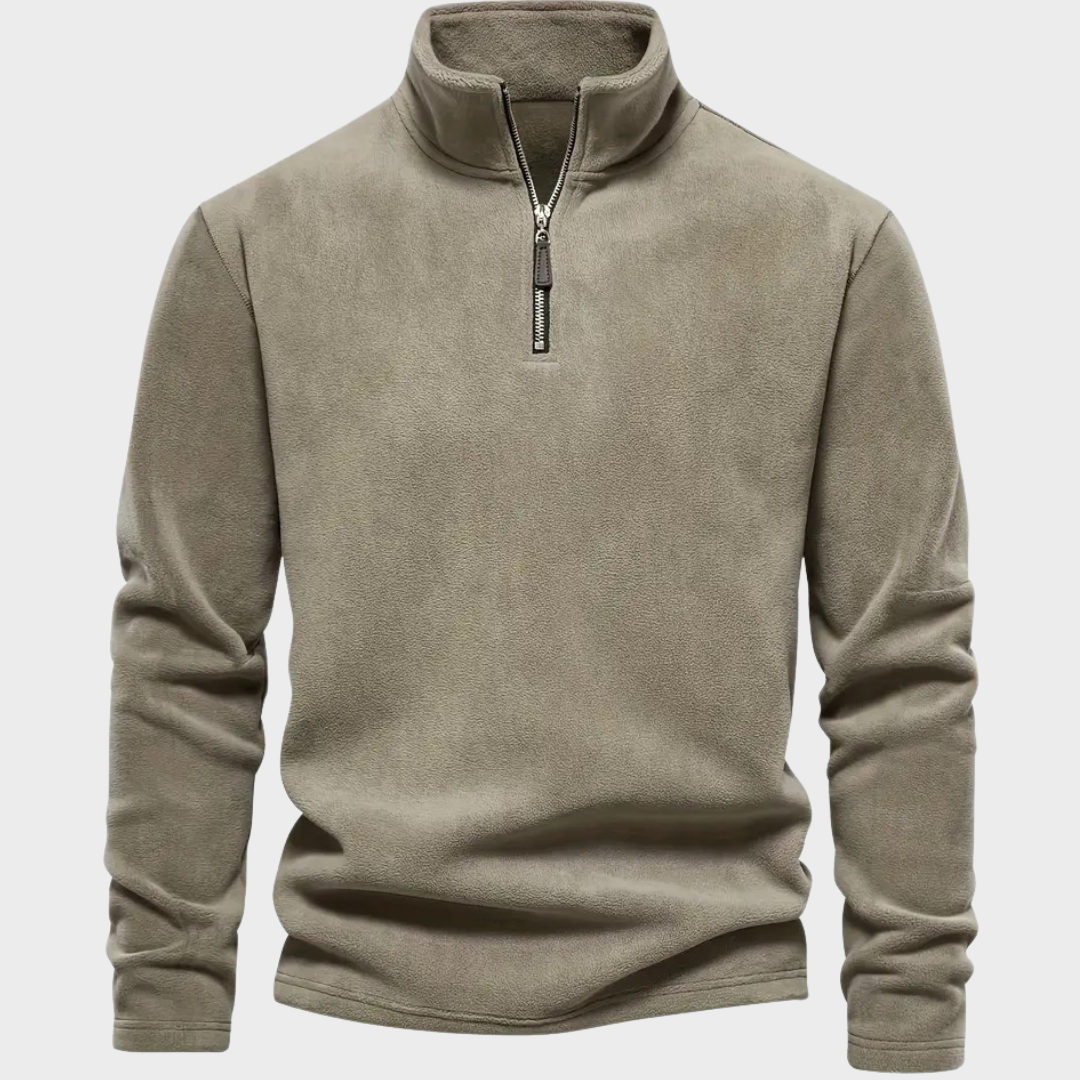 Polo Eduardo kaki con zip – vista frontale