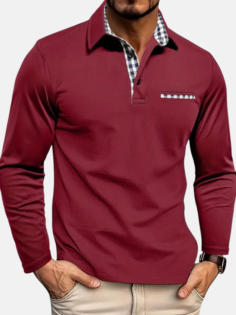 Polo Andrés bordeaux a maniche lunghe – vista frontale
