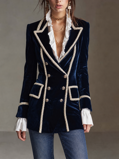 Abito blazer in velluto blu navy – styling