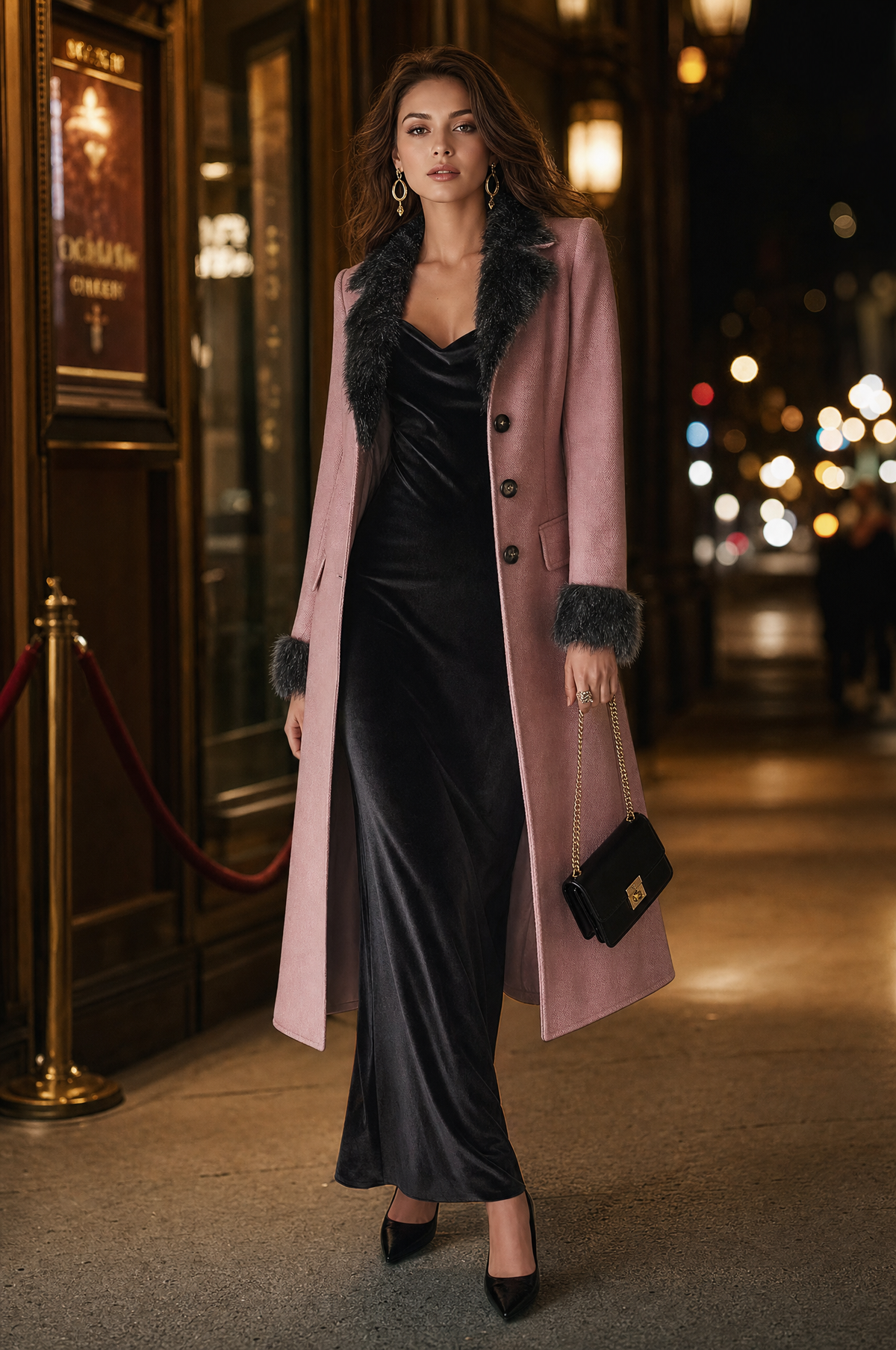 Cappotto vintage rosa slim fit in misto lana con bordo morbido – dettaglio 2
