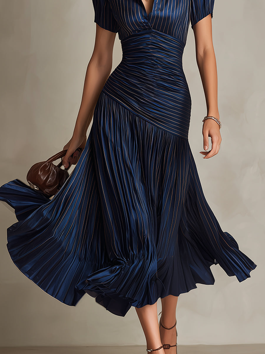 Vestito midi a righe in raso – dettaglio