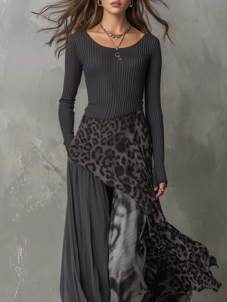 Vestito lungo grigio boho – dettaglio 3