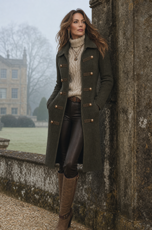 Cardigan lungo verde militare – vista 2