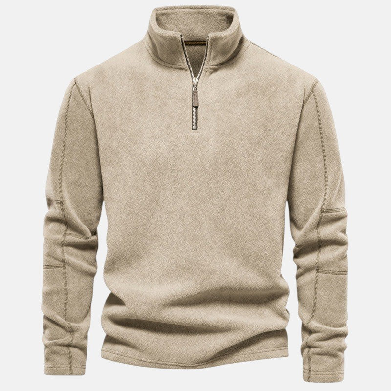 Polo Eduardo beige con zip – vista frontale