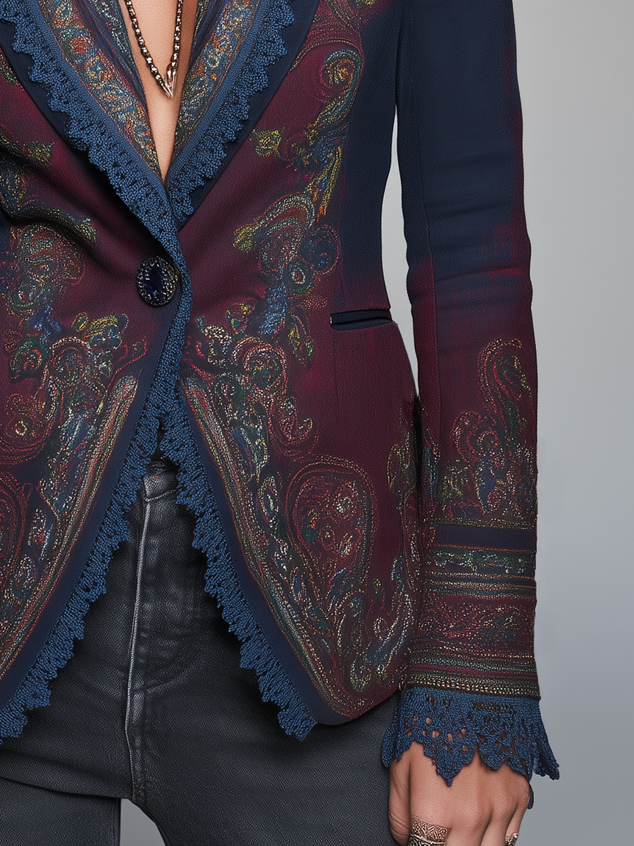 Blazer blu navy paisley – vista posteriore