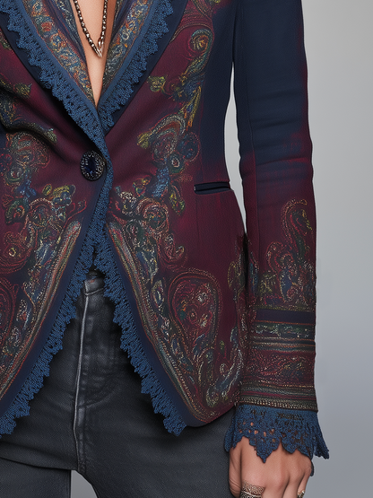 Blazer blu navy paisley – vista posteriore