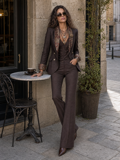 Blazer spigato con stampa floreale – vista 4
