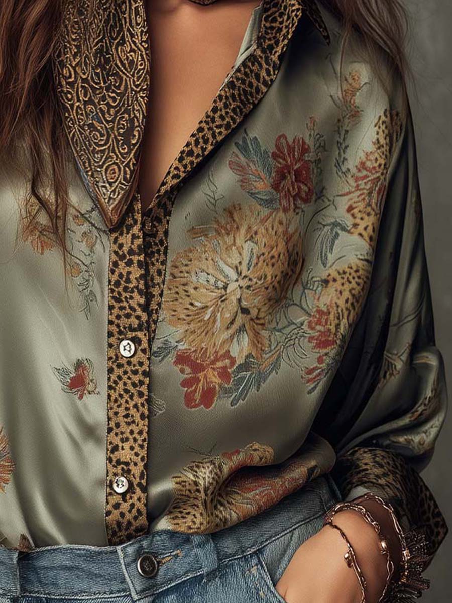 Camicia in raso verde salvia – look completo