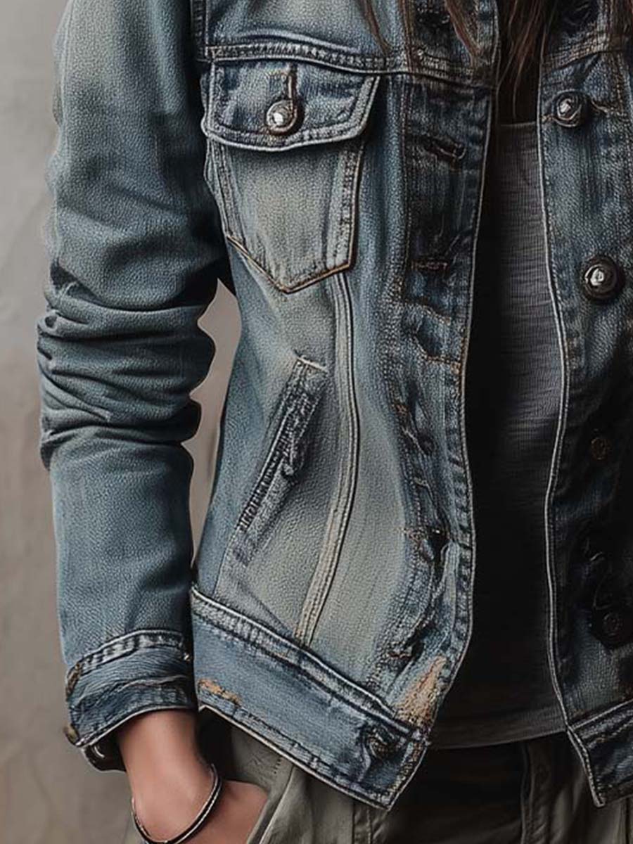 Giacca di jeans delavé blu – look completo